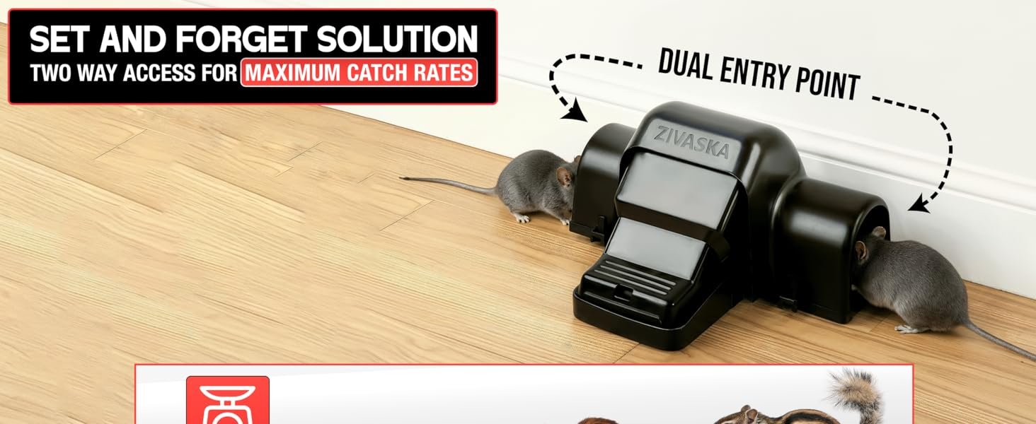 Zivaska dual-tunnel rat trap - chemical-free reusable rodent control